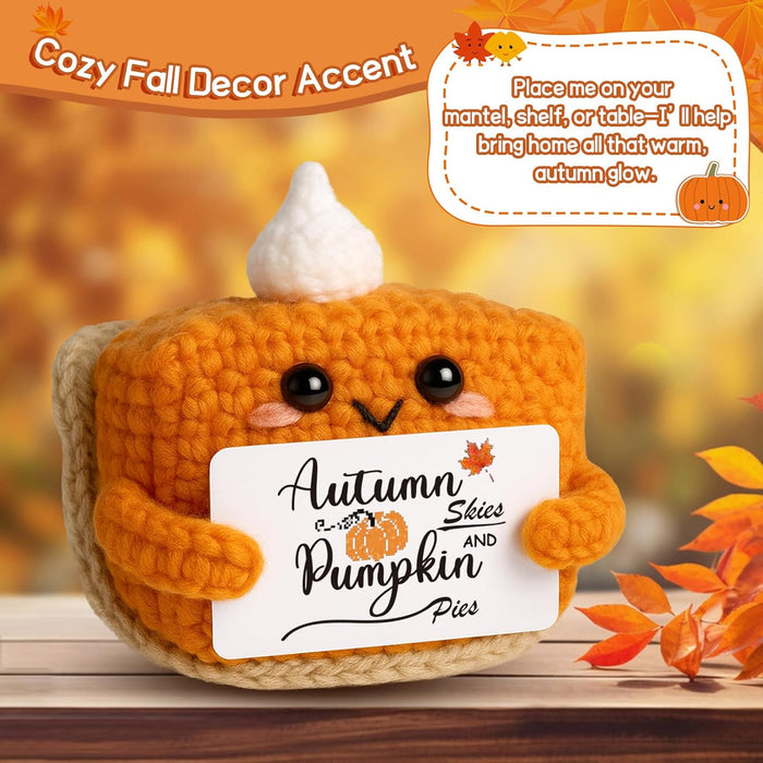 Thanksgiving Fall Decor Mini Pumpkin Pie Crochet Doll, Small Autumn Season Holiday Pumpkin Items Plush Gift, Cute Hallow