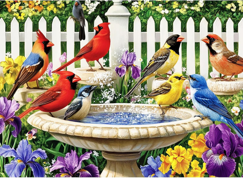 500 Pieces Puzzle for Adults,Birds Bath Flower Fence Puzzle,Recycled Cardboard Animals Jigsaw Puzzle 500 Pieces,Challeng