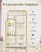 Jewelry Holder Stand: Jewelry Display for Necklace, Bracelet, Earring, Ring, White & Gold