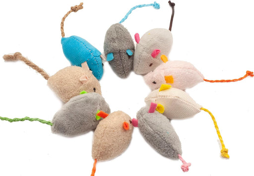 Cat Mice Toy 18-Pack Plush Catnip-Filled Mice Toys for Indoor Cats - Realistic Design, 9 Assorted Colors, 2 of Each, Val