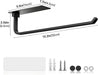 Paper Towel Holder Under Cabinet, Self-Adhesive or Drilling, Matte Black