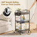 3 Tier Metal Rolling Cart, Black Utility Storage Cart with Wheels