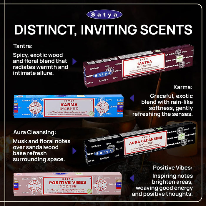 Set of 12 Nag Champa Namaste Positive Vibes Tantra Buddha Blessing Aura Cleansing Chakra Pyramids Reiki Karma Spiritual Healing Traditional Ayurveda
