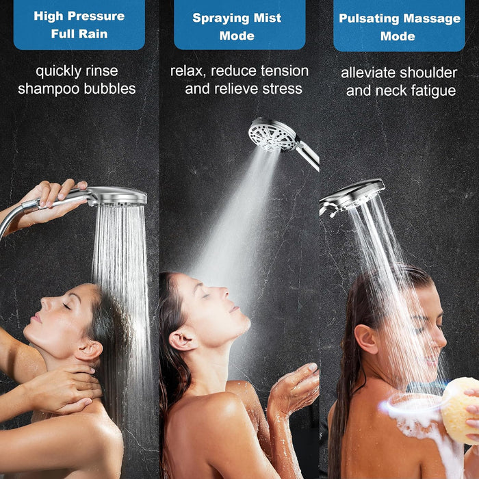 Filtered Shower Head with Handheld（3 Filters）Water Softener for Hard Water