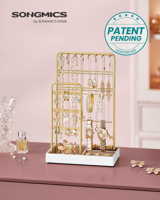 Jewelry Holder, Display Stand, Metal Frame, Velvet Tray