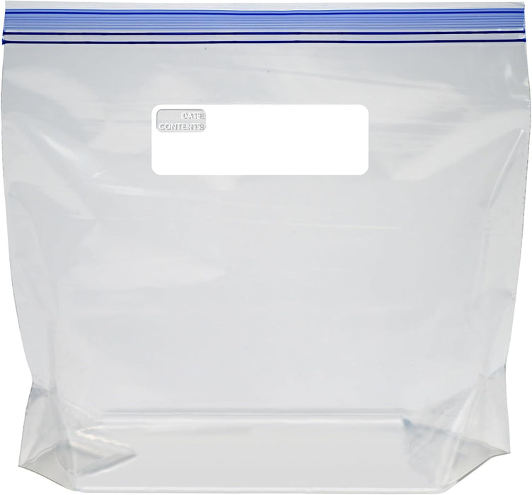 Reclosable Freezer Gallon Size Bags with Double Zipper Seal, Stand-Up Bottom, BPA Free, 90 Count (Previously Solimo)