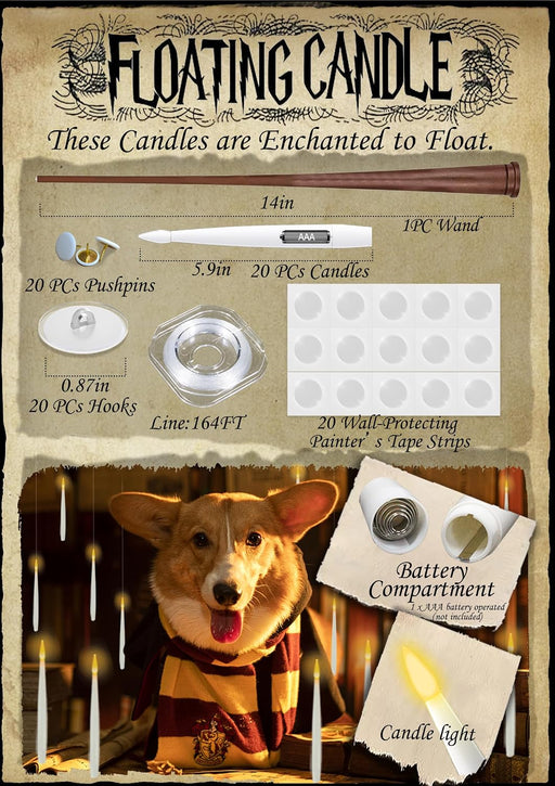 Halloween Decoration Floating Candle with Wand Magic LED Flickering-20PCs