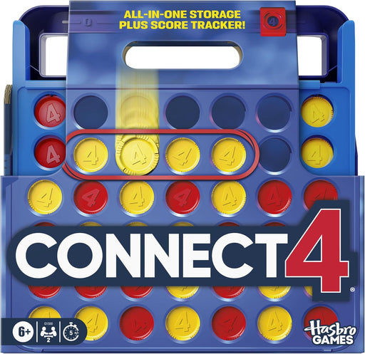 Official Hasbro Games Connect 4 Game (2025 Edition) | All-in-1 Storage, Carrying Case, Score Tracker | Ages 6+ | 2 Playe