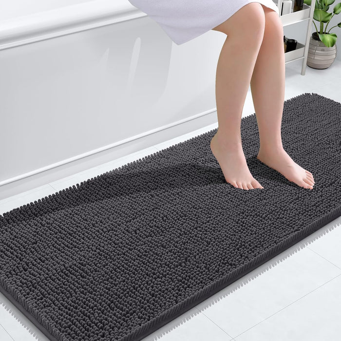 Bathroom Rugs 30X20, Extra Soft Absorbent Chenille Bath Rugs, Rubber Backing Quick Dry, Machine Washable Bath Mats for Bathroom Floor, Tub and Shower, Home Decor Accessories, Grey