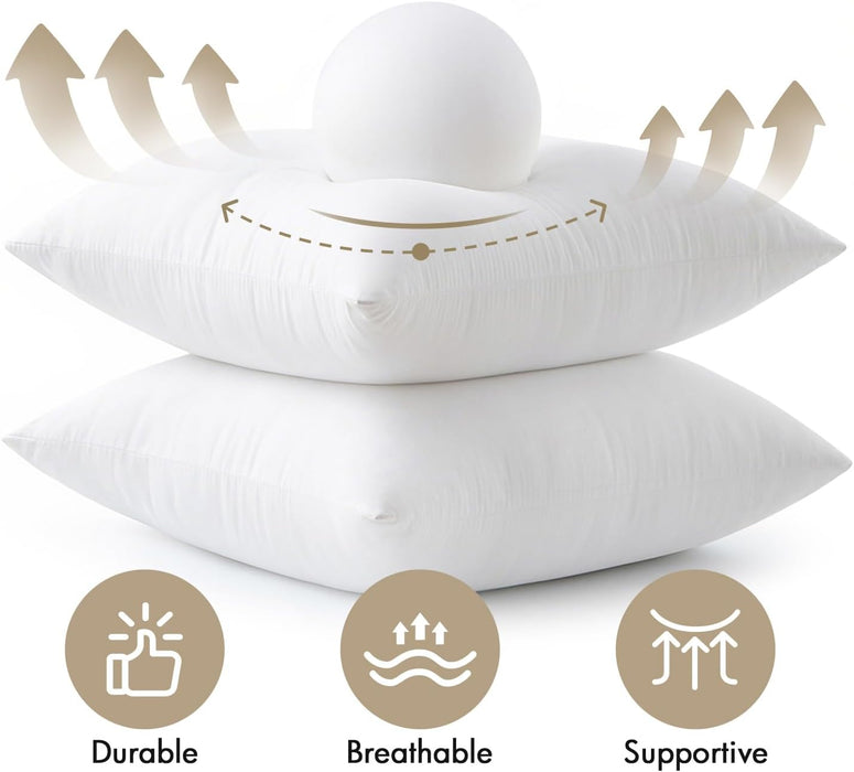 18x18 Pillow Inserts 4 Pack, 100% Virgin Fiber Filling Throw Pillows