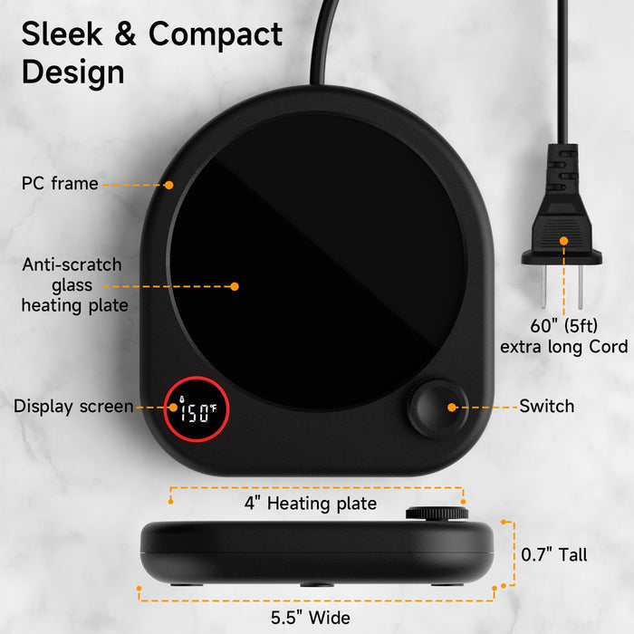 Coffee Mug Warmer for Desk, Cup Warmer with Temp Display & Timer