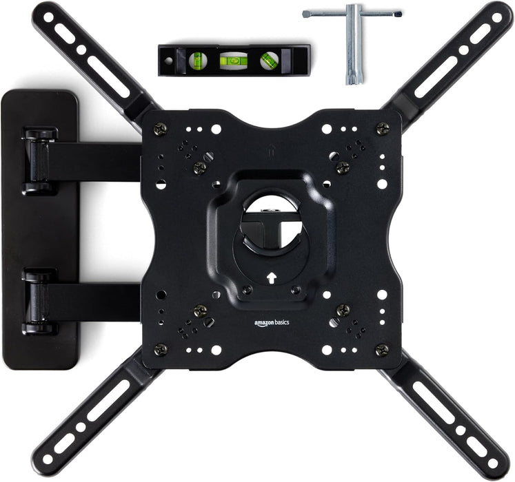 Full Motion Articulating TV Wall Mount, with Swivel and Tilt, for 26" to 55" TVs and Flat Panels up to 80 Lbs, VESA Compatible, Single Stud, Black