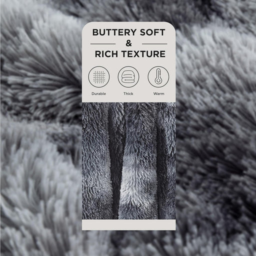 Faux Fur Fluffy Fleece Sherpa Blanket Couch Throw Grey 50"x60"
