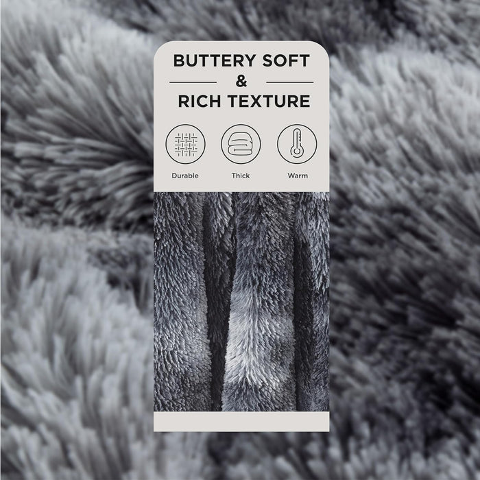 Faux Fur Fluffy Fleece Sherpa Blanket Couch Throw Grey 50"x60"