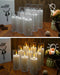 Flickering Flameless Candles Battery Operated with Remote and 2/4/6/8 H Timer Acrylic Led Pillar Candles Pack of 9 (appr D2.3"xH5.5"6.5"7.5")with Realistic 3D Wick Candles for Home Decor(White)