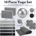 14 Pcs Yoga Kits for Home Workouts Pilates Equipment Set for Women Beginners, Hot Yoga Towel Blocks Strap, Knee Pad, Res