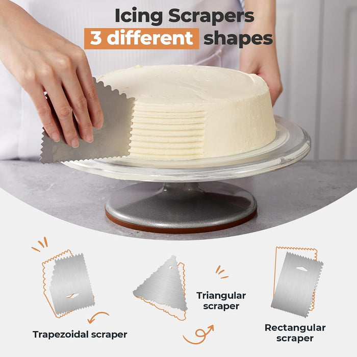 12" Aluminum Cake Turntable Set, Rotating Cake Stand for Decorating