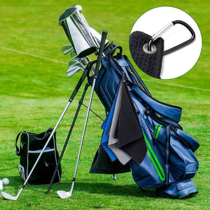 3 Pack Golf Towels(16" X 16") with Carabiner Clip