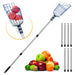 13 ft telescopic fruit picker with stainless steel pole, metal clamp and padded basket
