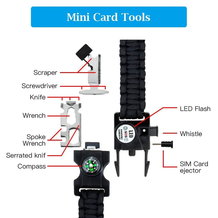 Outdoor SOS LED Light Survival Bracelet