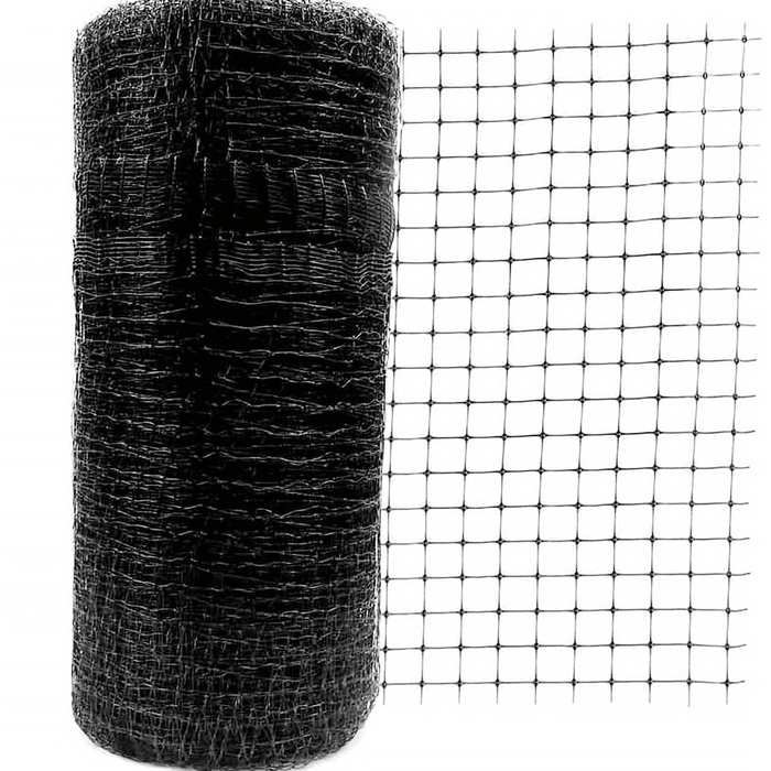 7.5 by 100 ft heavy duty black garden netting roll for trees and plots