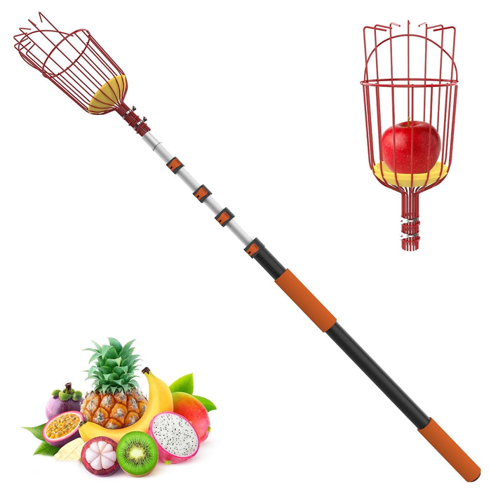 20 ft telescoping fruit picker pole with basket for tall fruit trees