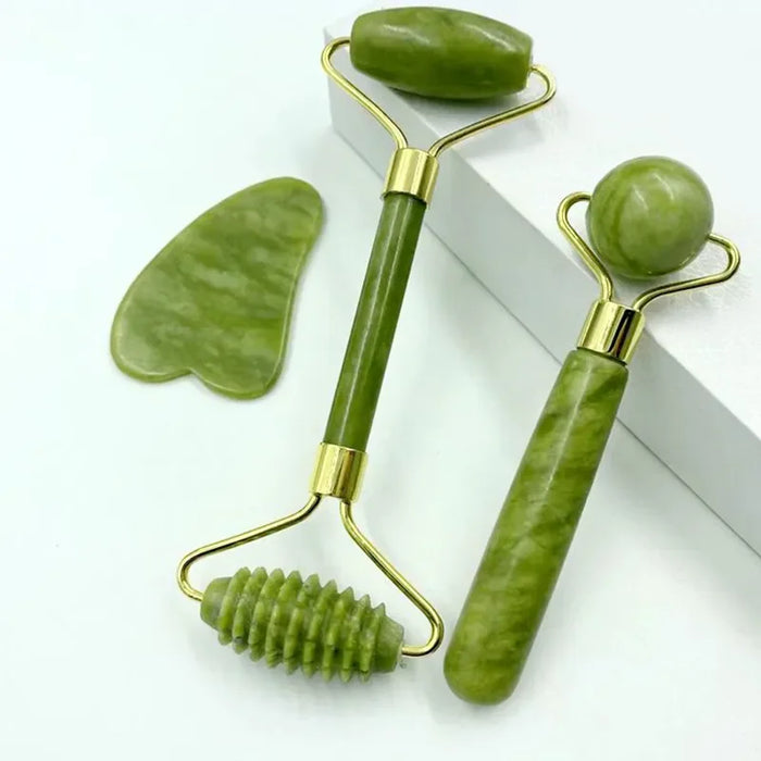 Natural Jade Roller Massager and Gua Sha Set