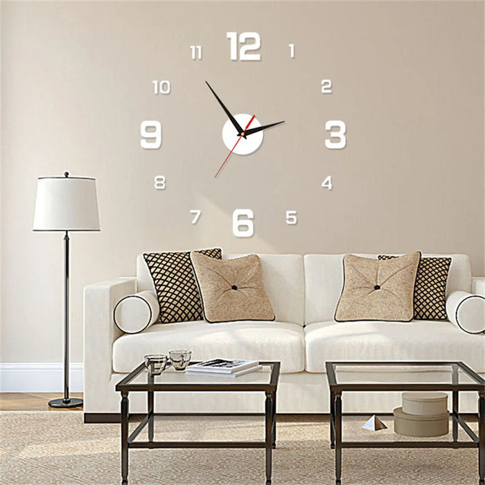 Frameless Modern 3D Wall Clock Mirror