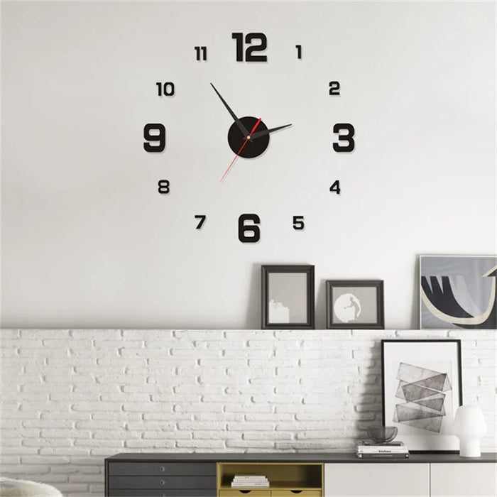 Frameless Modern 3D Wall Clock Mirror