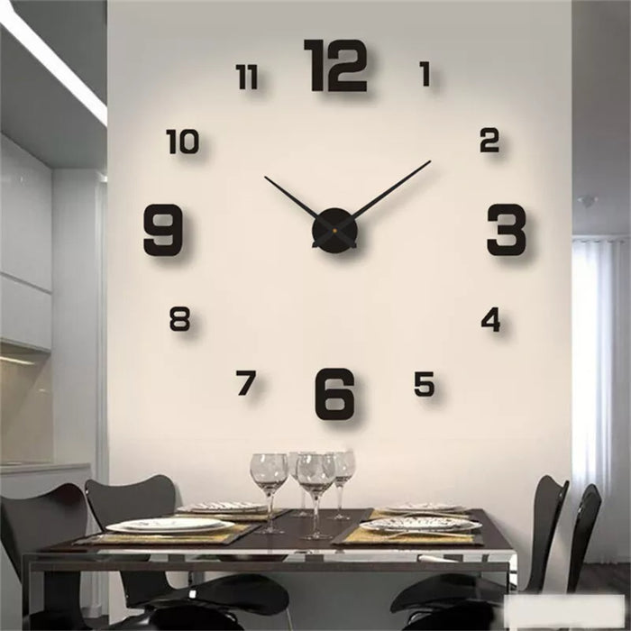 Frameless Modern 3D Wall Clock Mirror