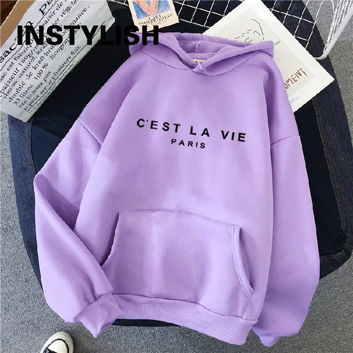 Women Casual Print Loose Hoodie