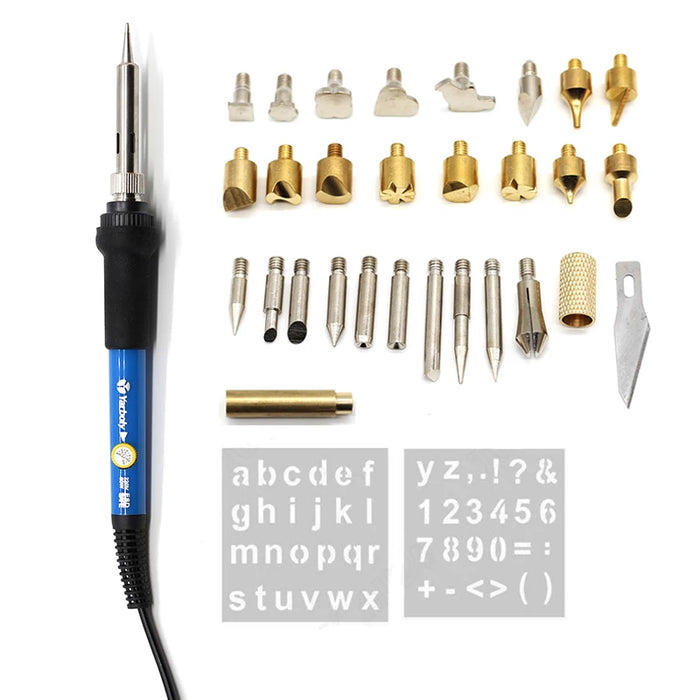 Wood Burning Carving Pyrography Pen Kit Adjustable Temperature Electric Soldering Iron Welding Wood Embossing Burning Tool EU 60