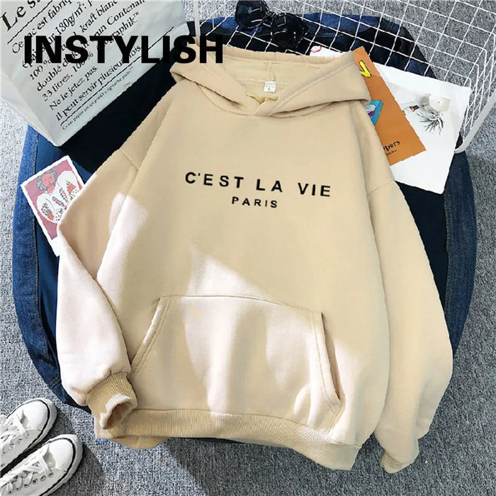 Women Casual Print Loose Hoodie