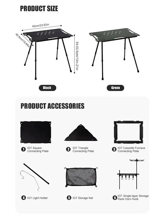 Camping IGT Tactical Table with Accessories