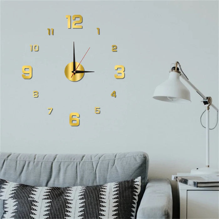 Frameless Modern 3D Wall Clock Mirror