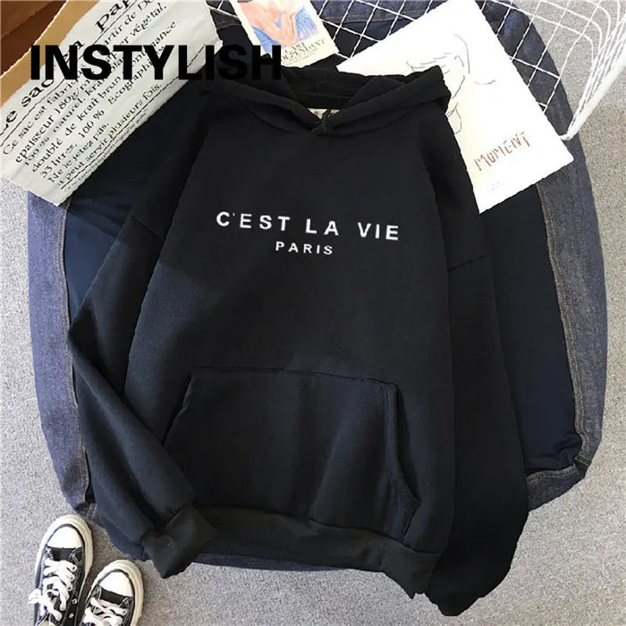 Women Casual Print Loose Hoodie