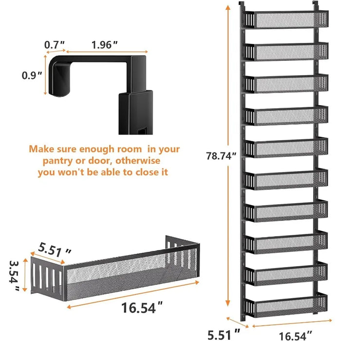 Adjustable Door Pantry Organizer Rack for Snacks