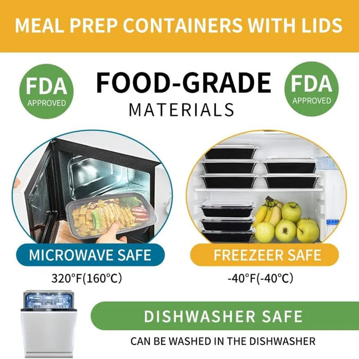 5-Pack Meal Prep Containers with Lids