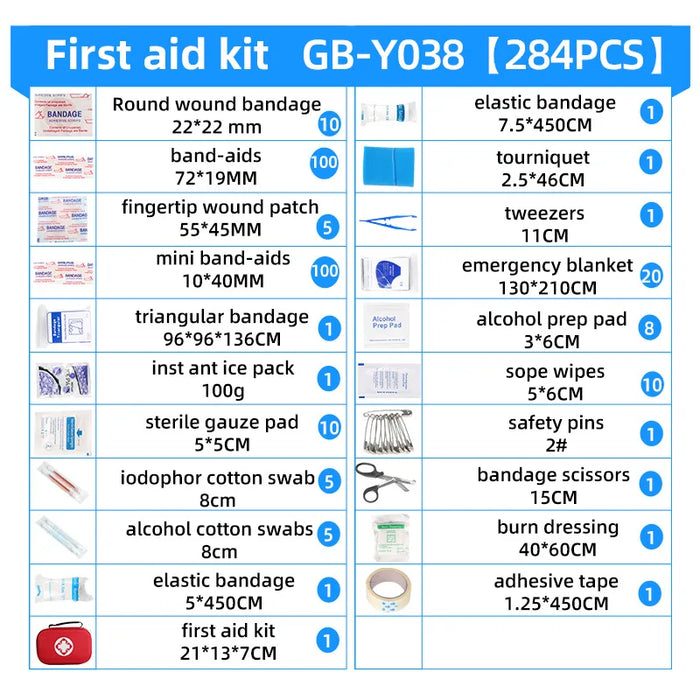 284PCS Compact First Aid Kit for Travel