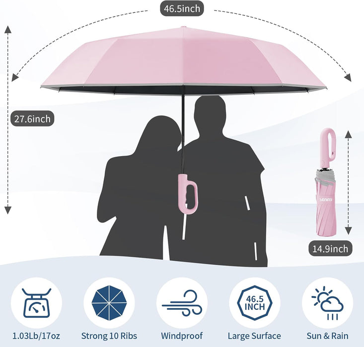 Travel Umbrella with UV Sun Protection, Large Rain Umbrellas
