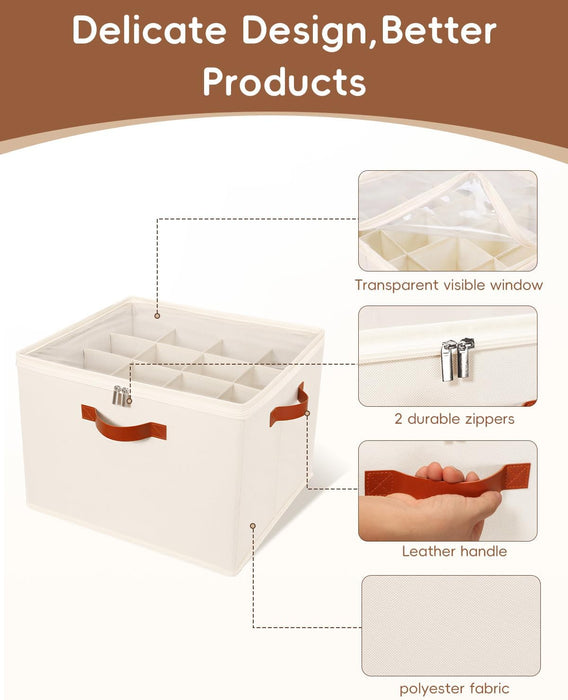 2 Pack Shoe Storage Organizer With Clear Lid-for Closet Wardrobe , Beige