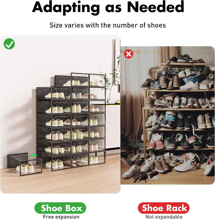 15 Pack Shoe Storage Organizer Box Container Clear Plastic Stackable
