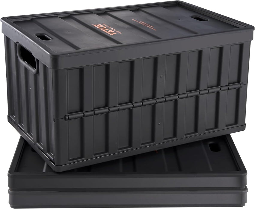65L Collapsible Storage Bins with Lids 3 Packs, Stackable Crates