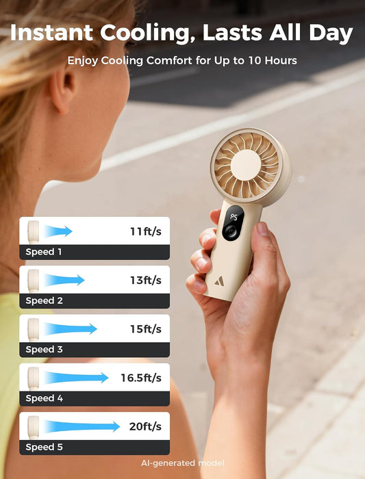 Mighty Portable Fan, Powerful Handheld Fan, USB Rechargeable