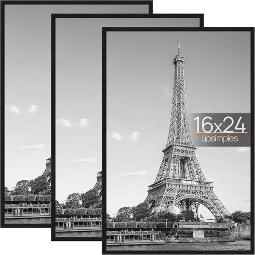 16x24 Poster Frame, Easy Slide-In Assembly, Black, 3 Pack
