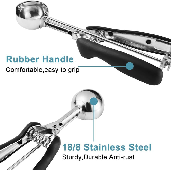 Cookie Scoop Set, Include 1 Tbsp/2 Tbsp/3 Tbsp, Cookie Dough Scoop, Cookie Scoops for Baking Set of 3, 18/8 Stainless St