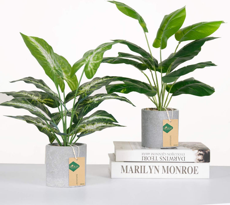 2 Pack 16" Indoor Fake Plants for Desk Shelf Bathroom Decor