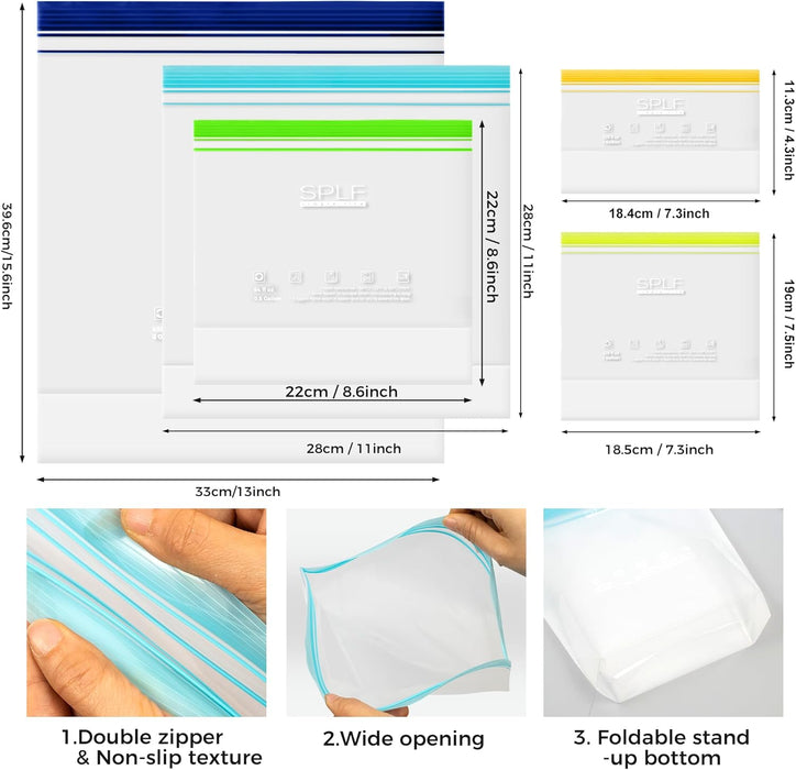 12 Pack Reusable Gallon Freezer Bags Dishwasher Microwave Safe