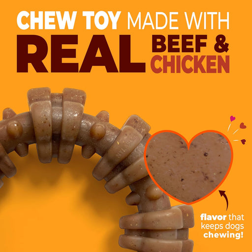 Strong Chew Ring Dog Toy, Chew Toy Made with Real Beef & Chicken