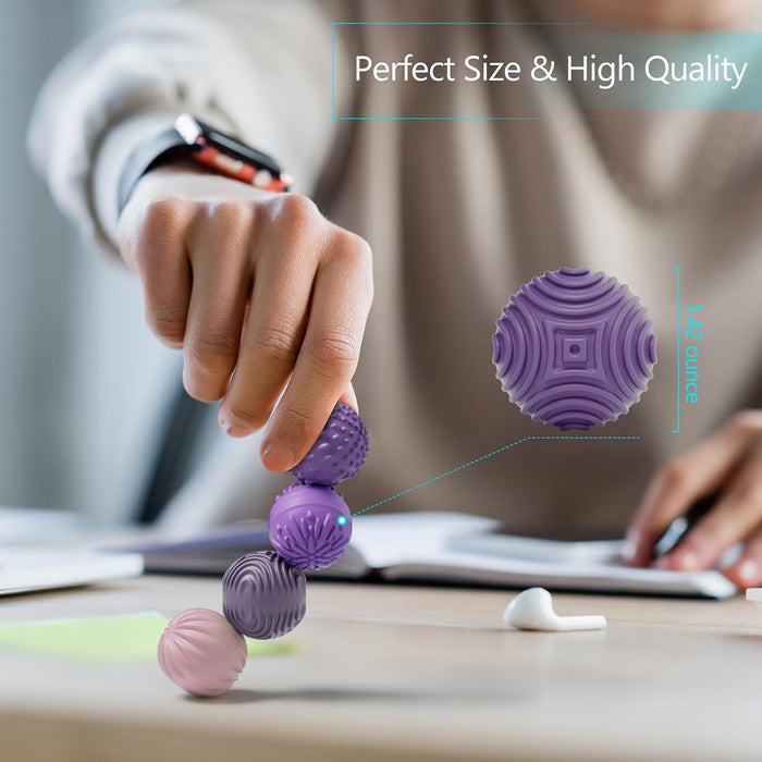 Silicone Magnetic Balls Fidget Toys for Adults & Teens,4PCS Stress Relief Sensory Toys for Autism ADHD Anxiety,Fun Textures Gadgets,Office Desk Toy,Stocking Stuffer for Men Women Teen Gift